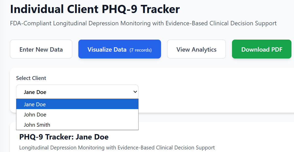 PHQ-9 Client Selector